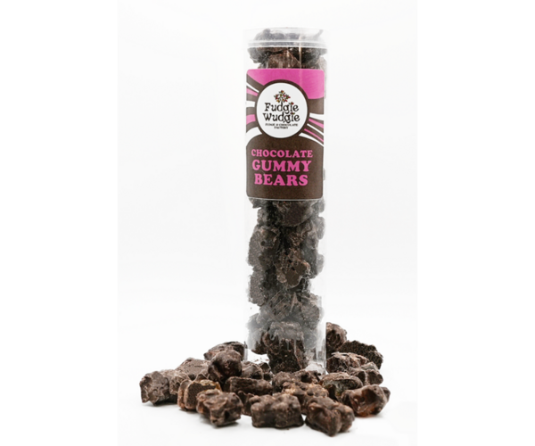 Panned Candy Tubes Dark Chocolate Covered Gummy Bears