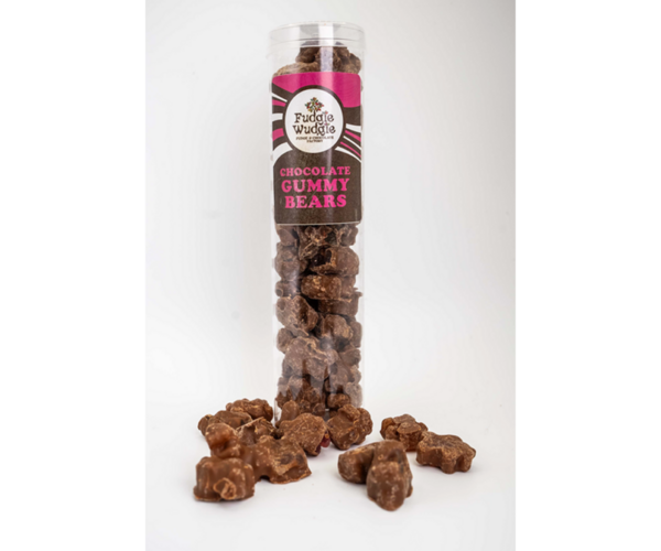 Panned Candy Tubes Milk Chocolate Covered Gummy Bears